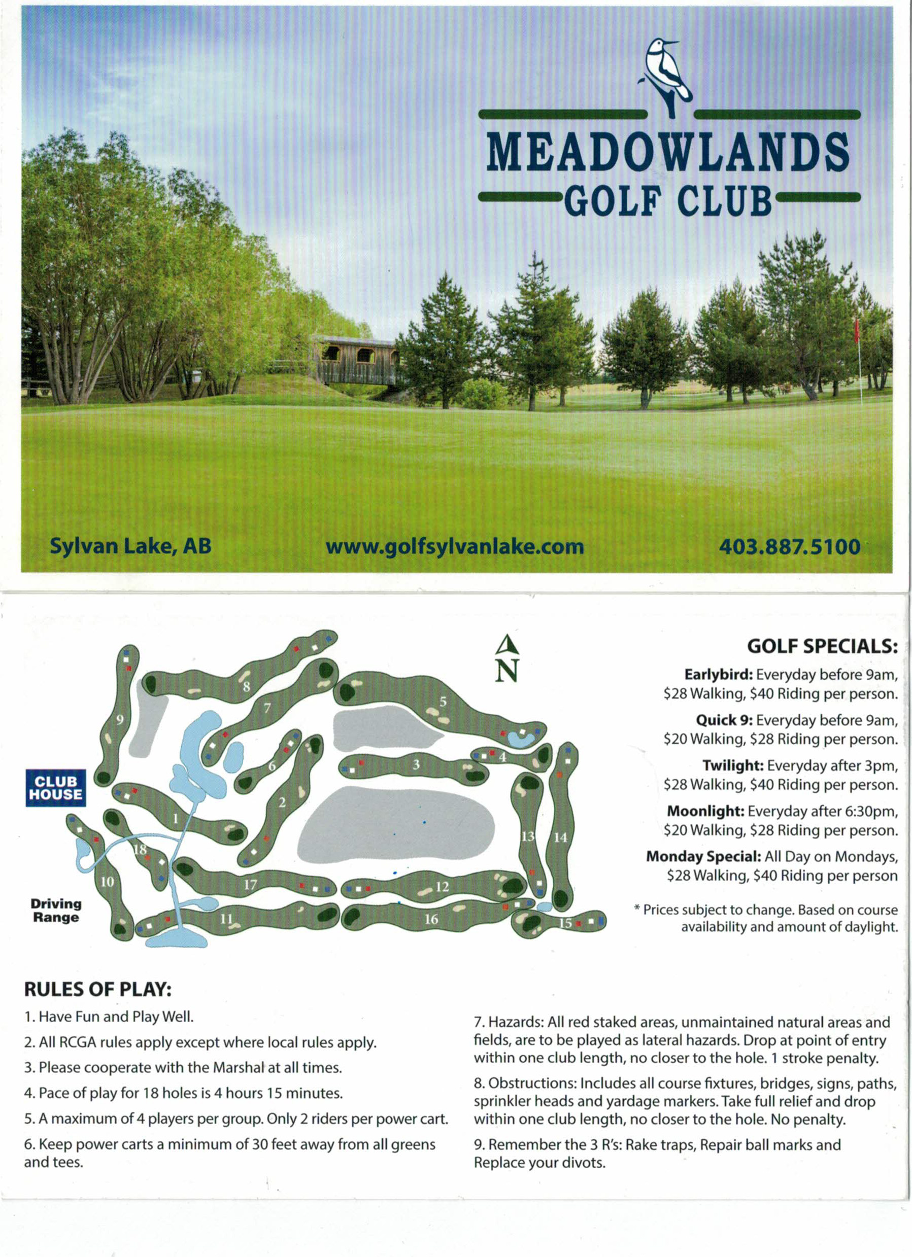 Scorecard Meadowlands Golf Club at Sylvan Lake